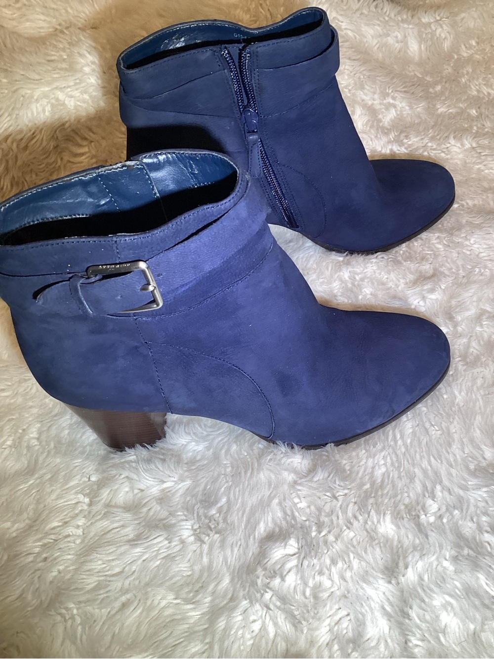 Cole Haan Women’s Navy Suede Ankle Boot with Buckle size 9